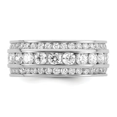 Sterling Silver Rhodium-plated CZ 3-row Eternity Ring