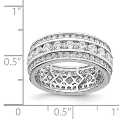 Sterling Silver Rhodium-plated CZ 3-row Eternity Ring