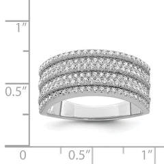 Sterling Silver Rhodium-plated CZ Wide Band Ring