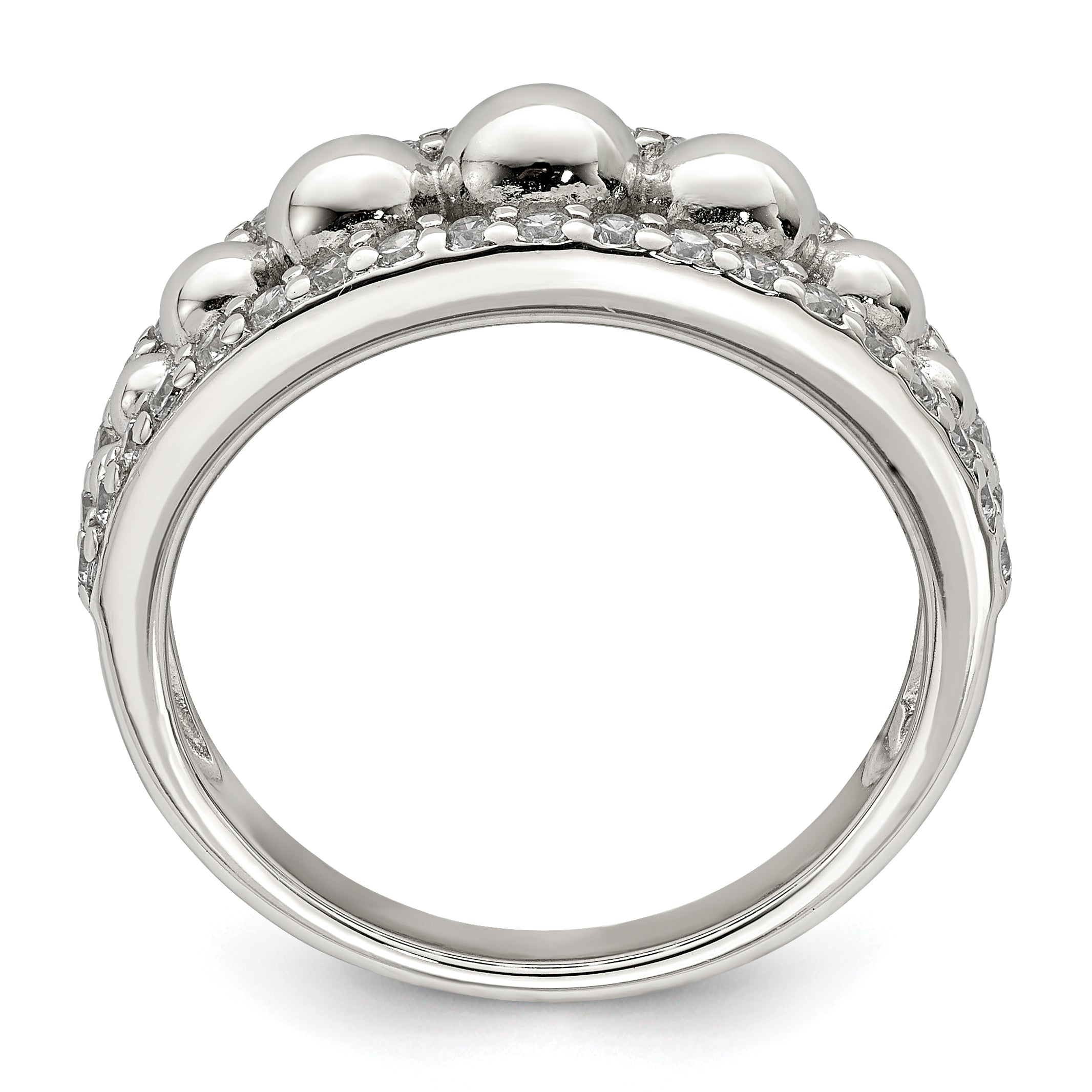 Sterling Silver CZ WithBeads Ring