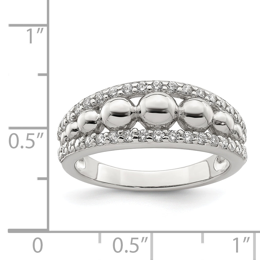 Sterling Silver CZ WithBeads Ring