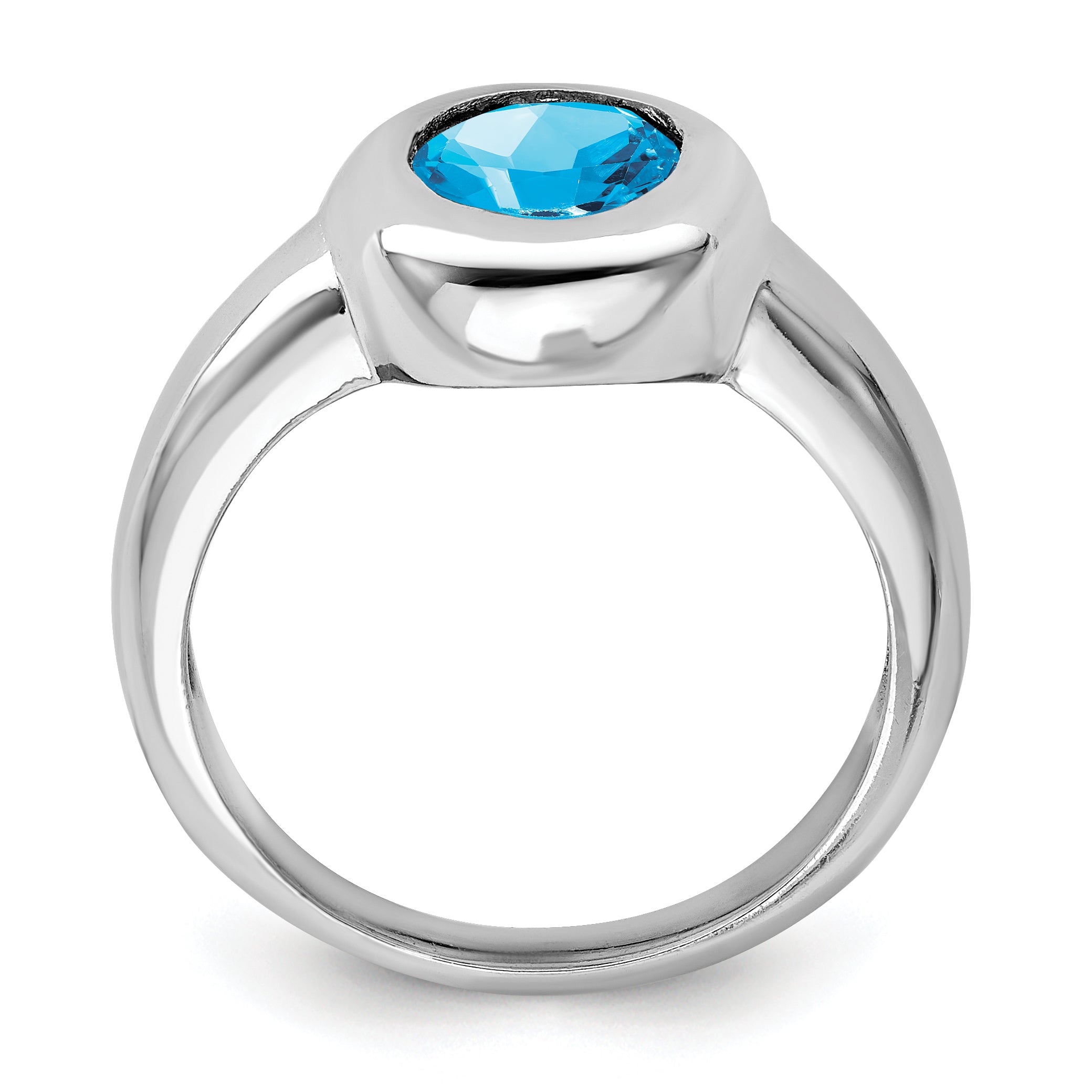 Sterling Silver Rhodium Blue Topaz Ring