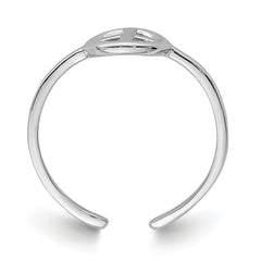 Sterling Silver Rhodium-plated Peace Sign Toe Ring