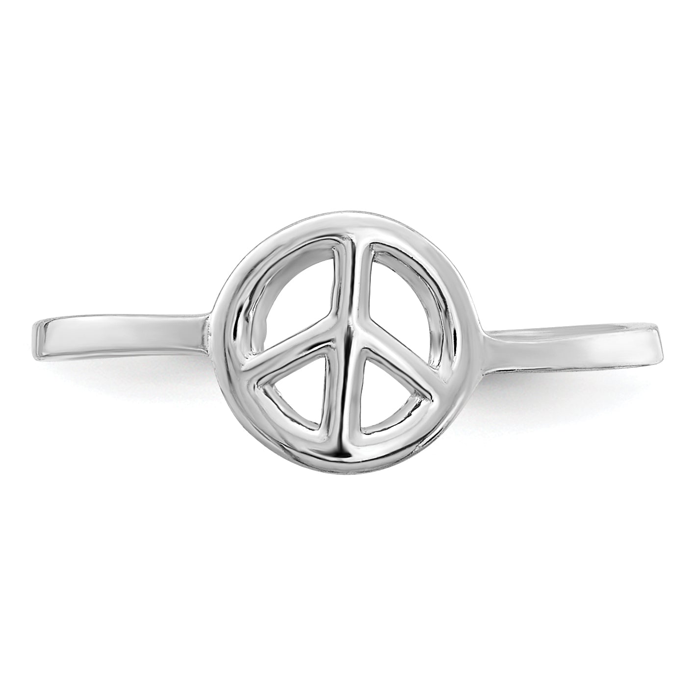 Sterling Silver Rhodium-plated Peace Sign Toe Ring