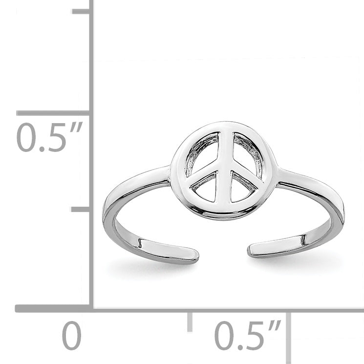 Sterling Silver Rhodium-plated Peace Sign Toe Ring