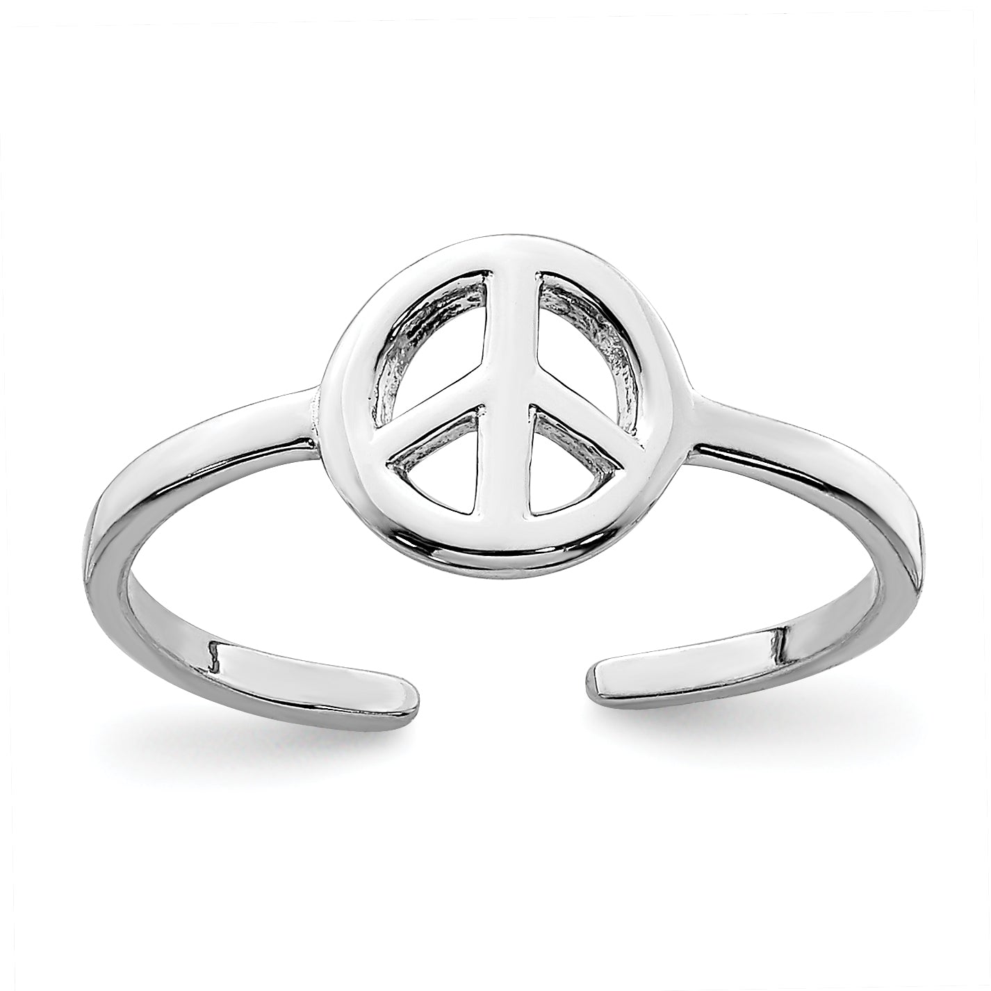 Sterling Silver Rhodium-plated Peace Sign Toe Ring