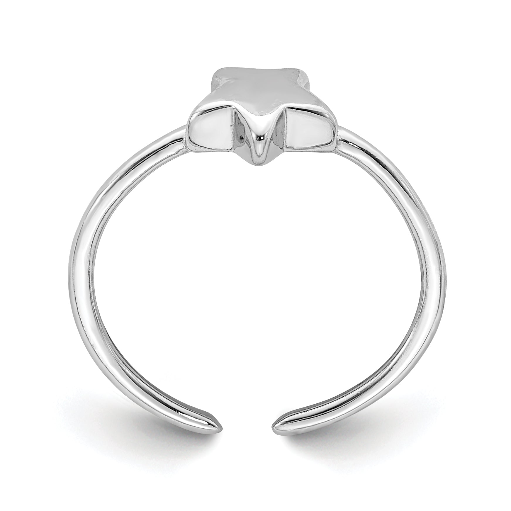 Sterling Silver Rhodium-plated Polished Star Toe Ring