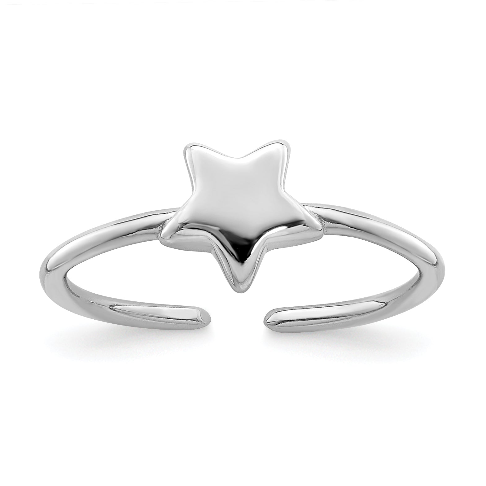 Sterling Silver Rhodium-plated Polished Star Toe Ring