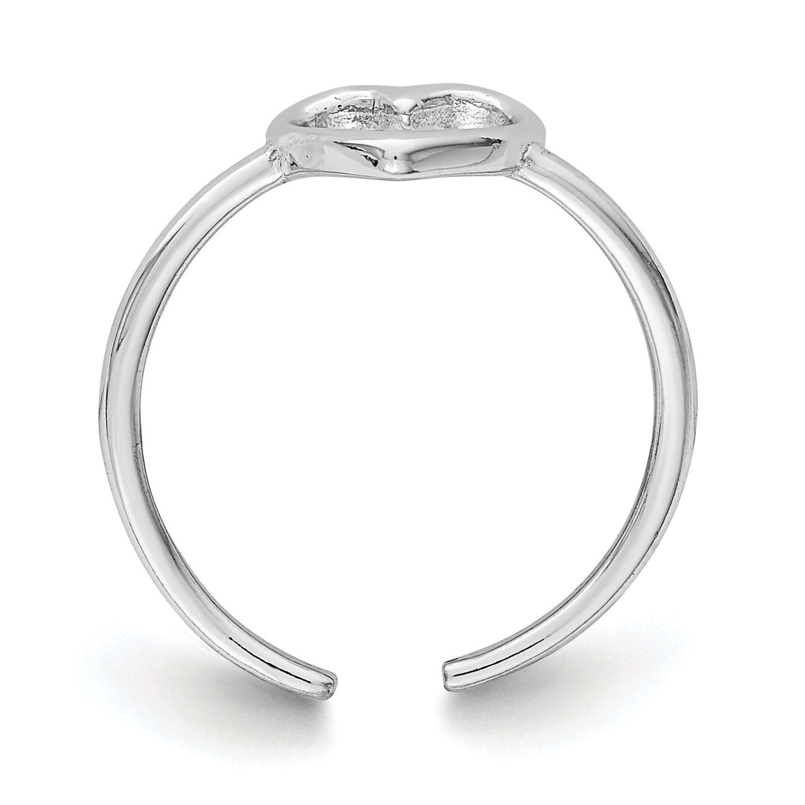 Sterling Silver Rhodium-plated Polished Heart Toe Ring