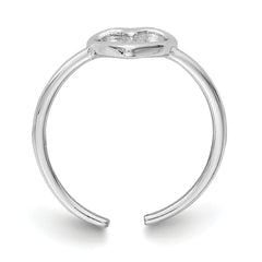 Sterling Silver Rhodium-plated Polished Heart Toe Ring