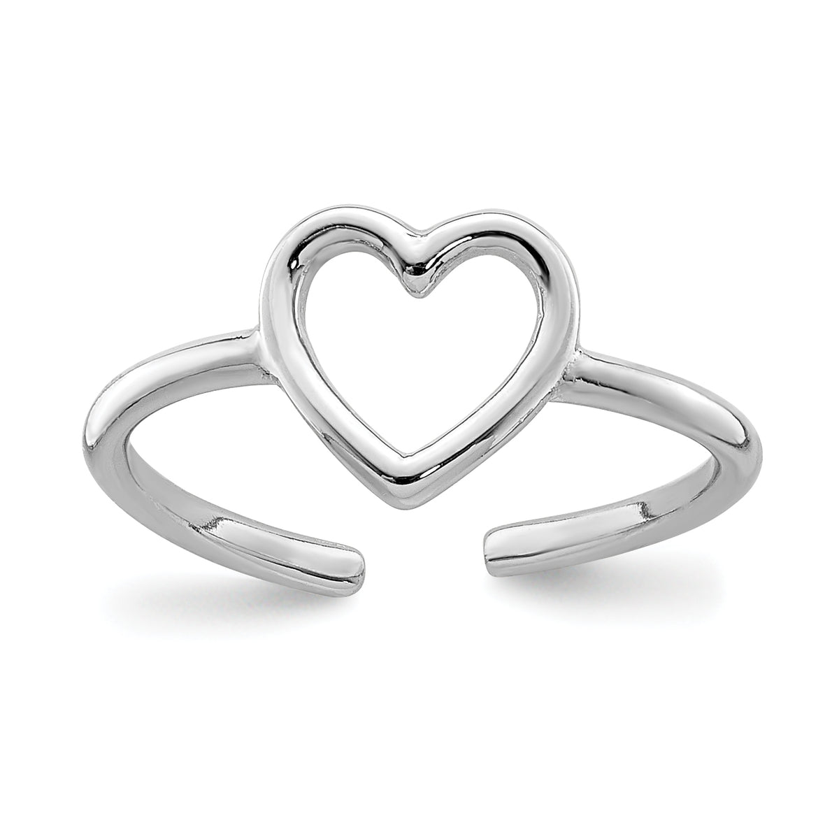 Sterling Silver Rhodium-plated Polished Heart Toe Ring