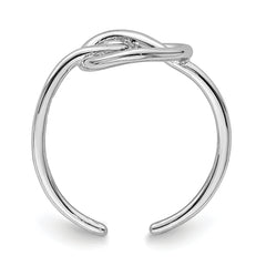 Sterling Silver Rhodium-plated Polished Heart Knot Toe Ring