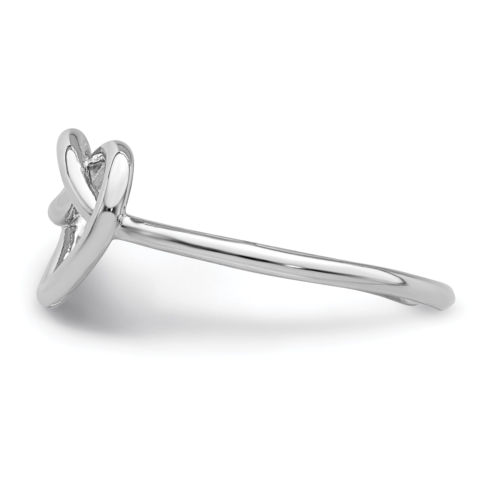 Sterling Silver Rhodium-plated Polished Heart Knot Toe Ring