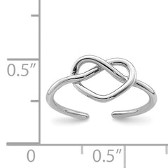 Sterling Silver Rhodium-plated Polished Heart Knot Toe Ring