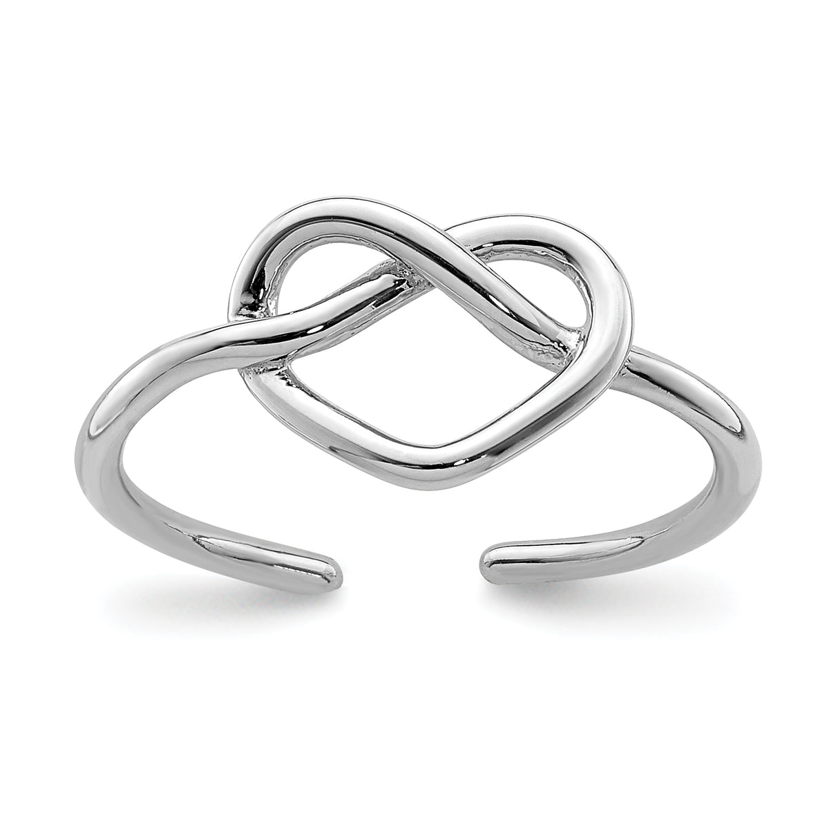 Sterling Silver Rhodium-plated Polished Heart Knot Toe Ring