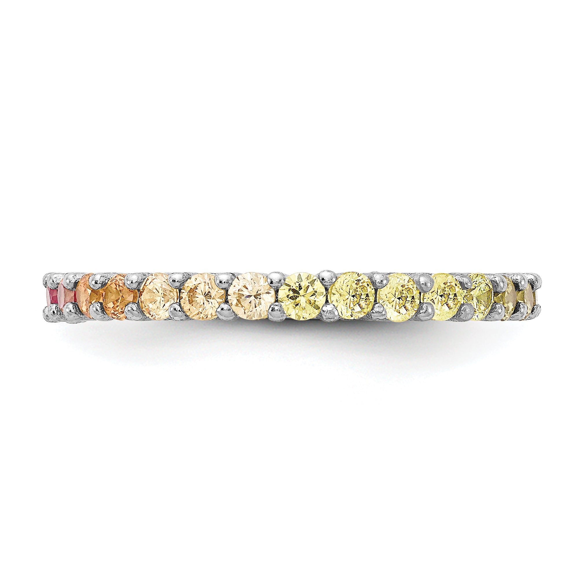 Prizma Sterling Silver Rhodium-plated Colorful CZ Eternity Band Ring