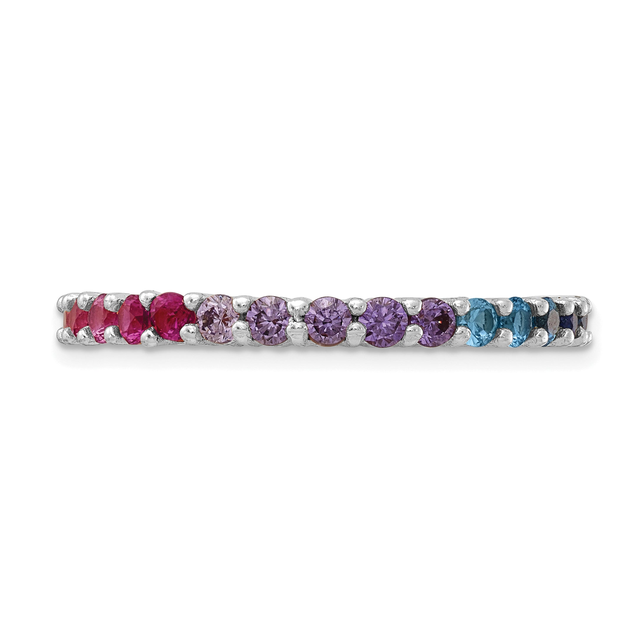 Prizma Sterling Silver Rhodium-plated Colorful CZ Eternity Band Ring