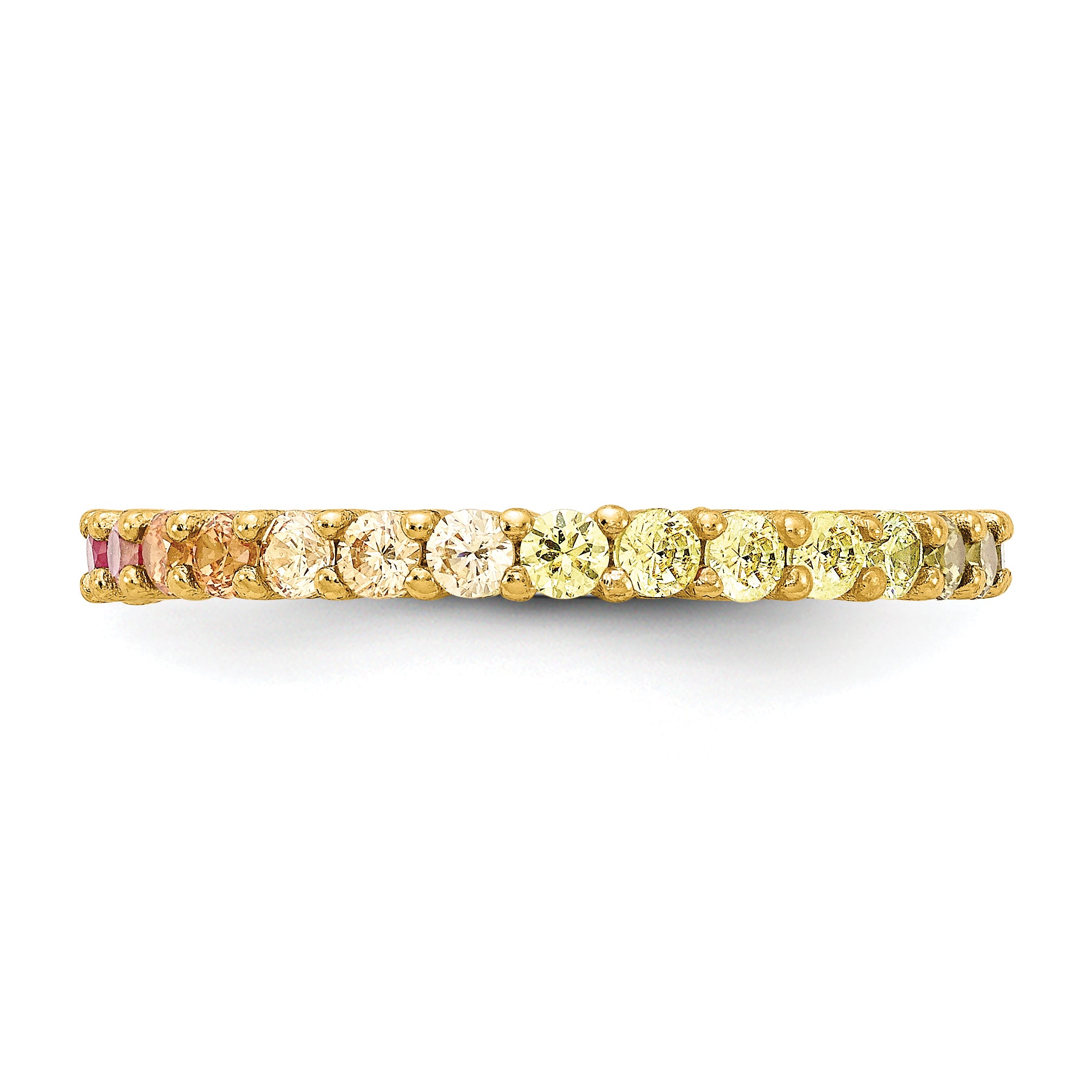 Prizma Sterling Silver Gold-tone 14K Flash Gold-plated Colorful CZ Eternity Band Ring