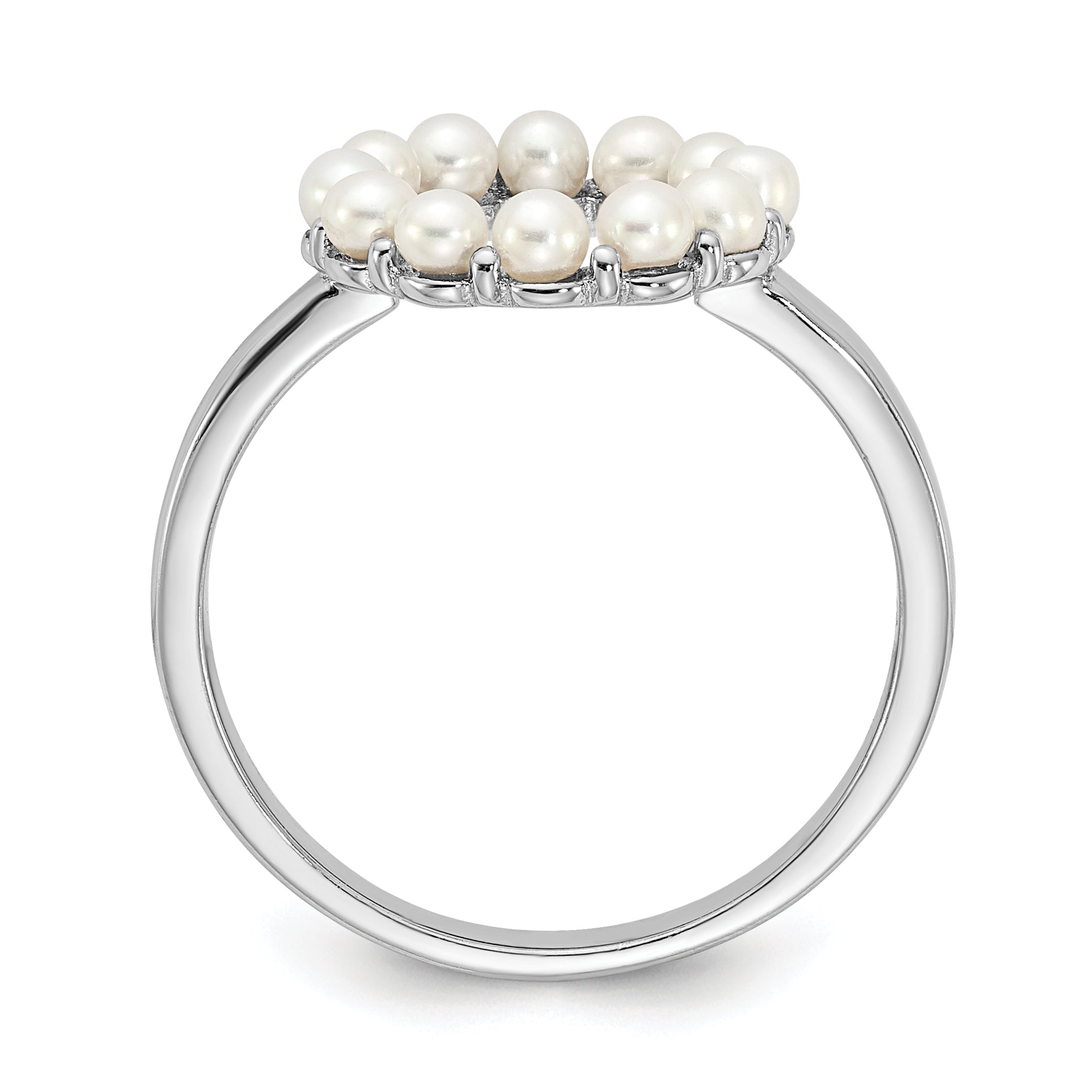 Sterling Silver Rhodium-plated 2-2.5mm Button FWC Pearl Ring