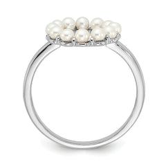 Sterling Silver Rhodium-plated 2-2.5mm Button FWC Pearl Ring