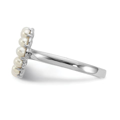 Sterling Silver Rhodium-plated 2-2.5mm Button FWC Pearl Ring