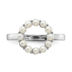 Sterling Silver Rhodium-plated 2-2.5mm Button FWC Pearl Ring