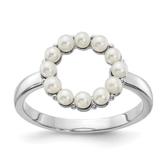 Sterling Silver Rhodium-plated 2-2.5mm Button FWC Pearl Ring