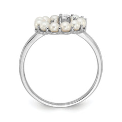 Sterling Silver Rhodium-plated 2-2.5mm Button FWC Pearl CZ Ring