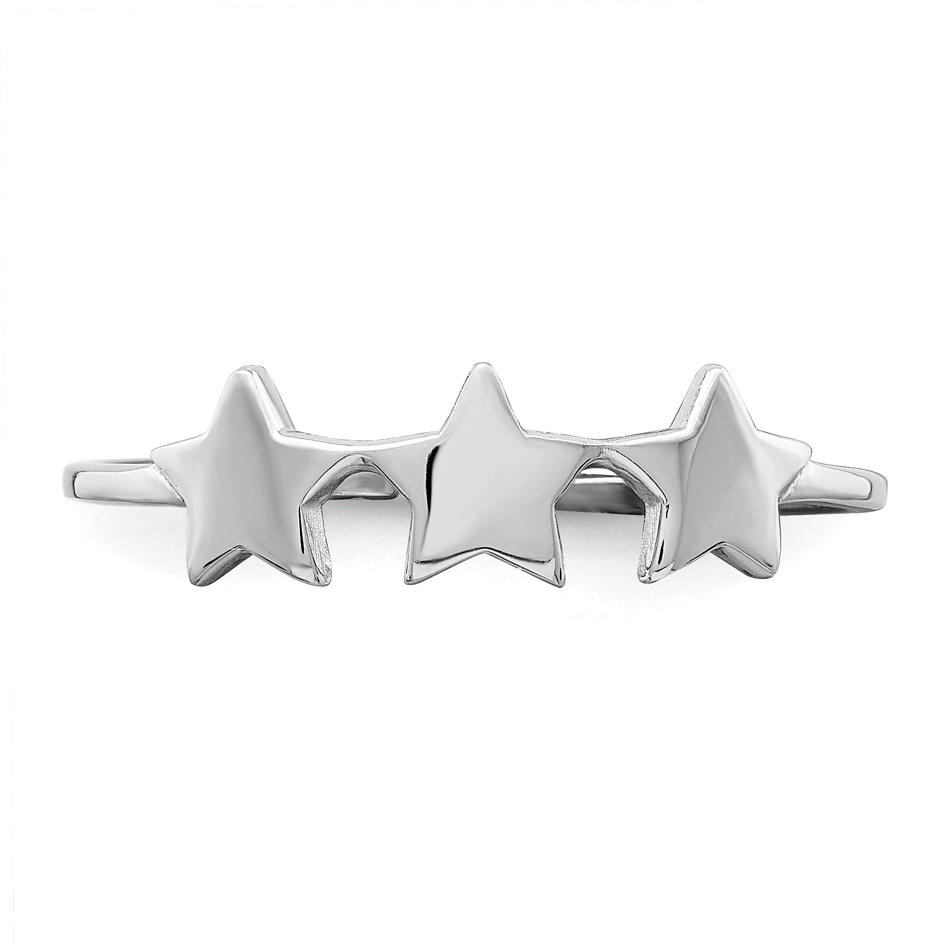 Sterling Silver Rhodium Plated Stars Adjustable Ring