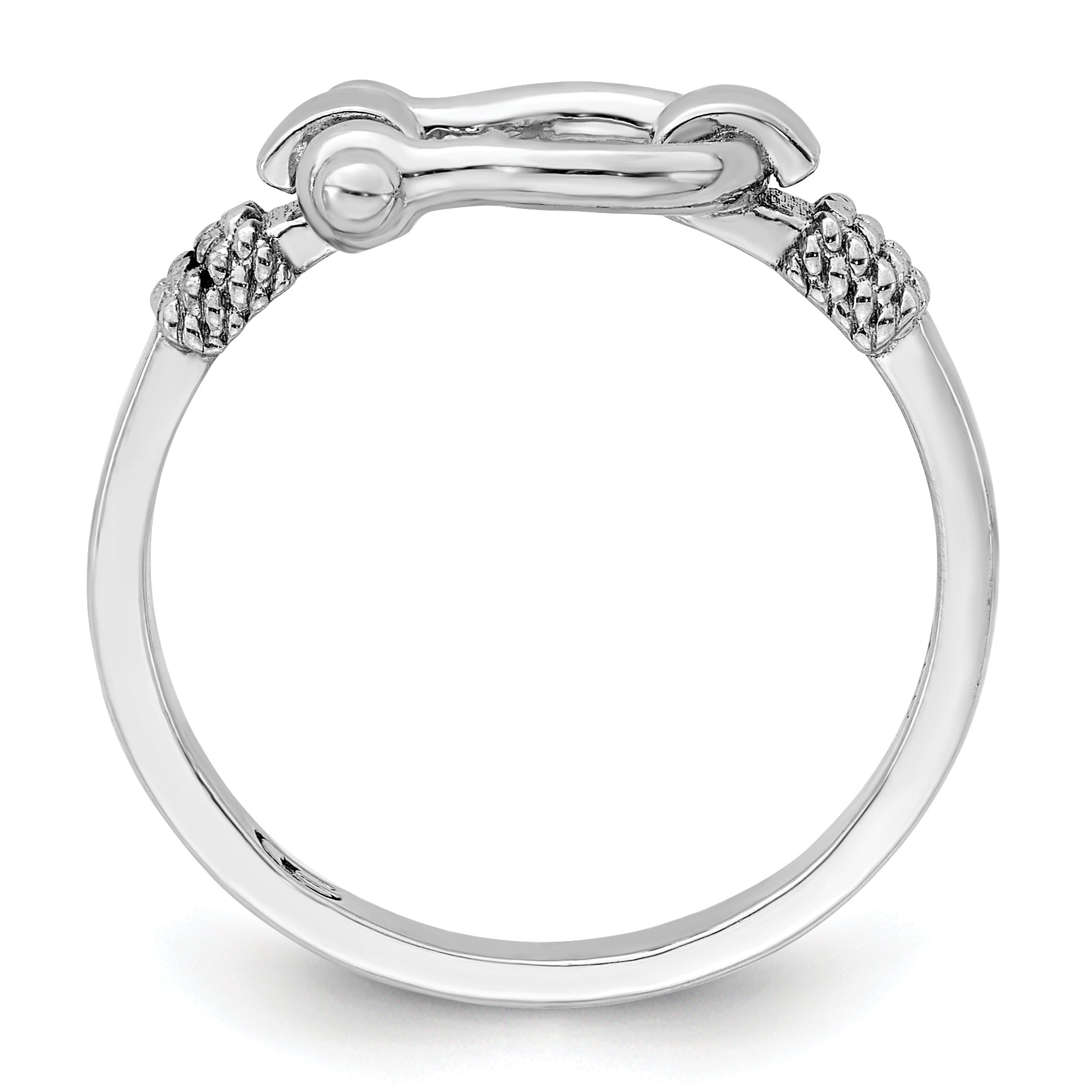 De-Ani Sterling Silver Rhodium-Plated Polished Shackle with Rope Trim Ring