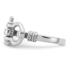 De-Ani Sterling Silver Rhodium-Plated Polished Shackle with Rope Trim Ring