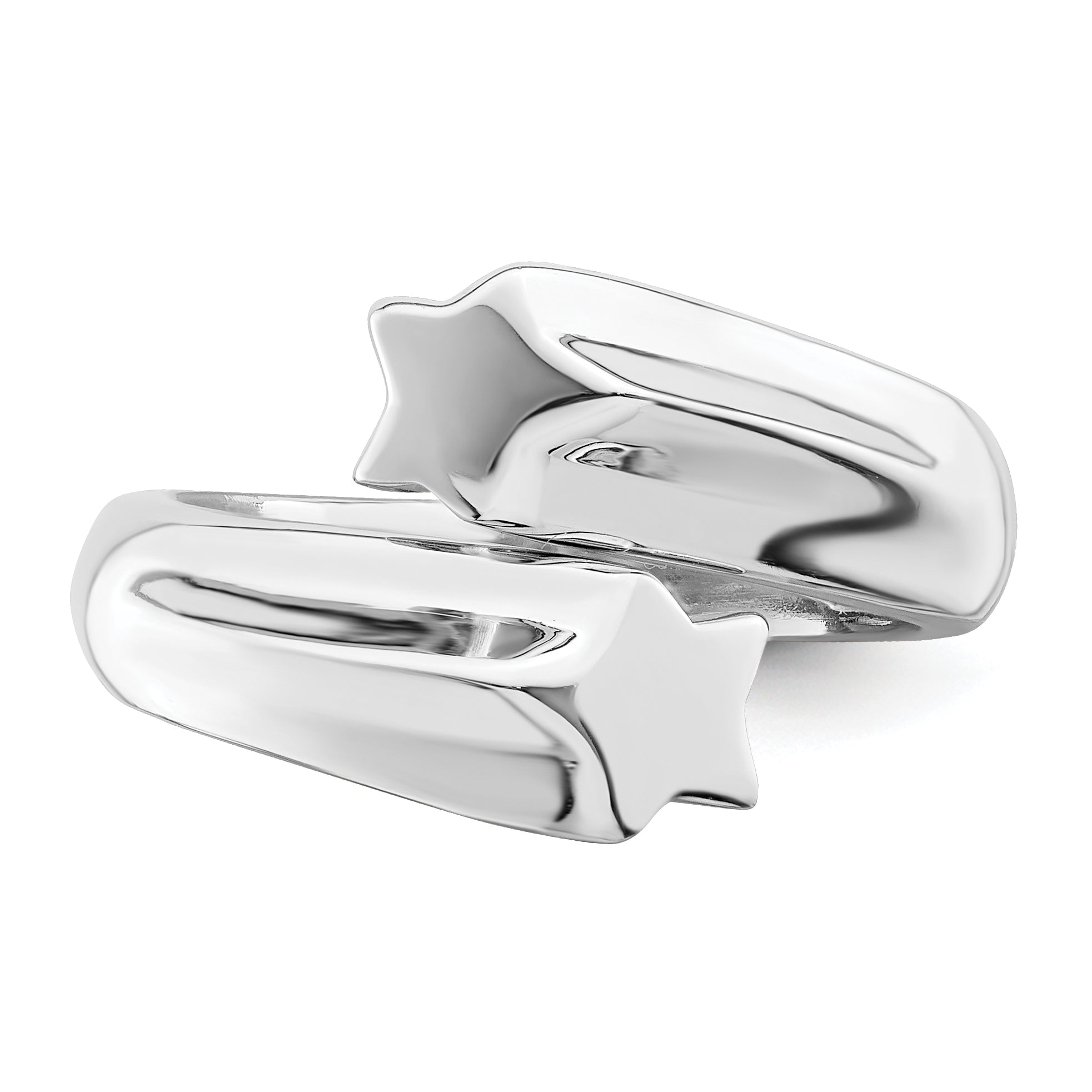 Sterling Silver Rhodium-plated Polished Shooting Stars Ring