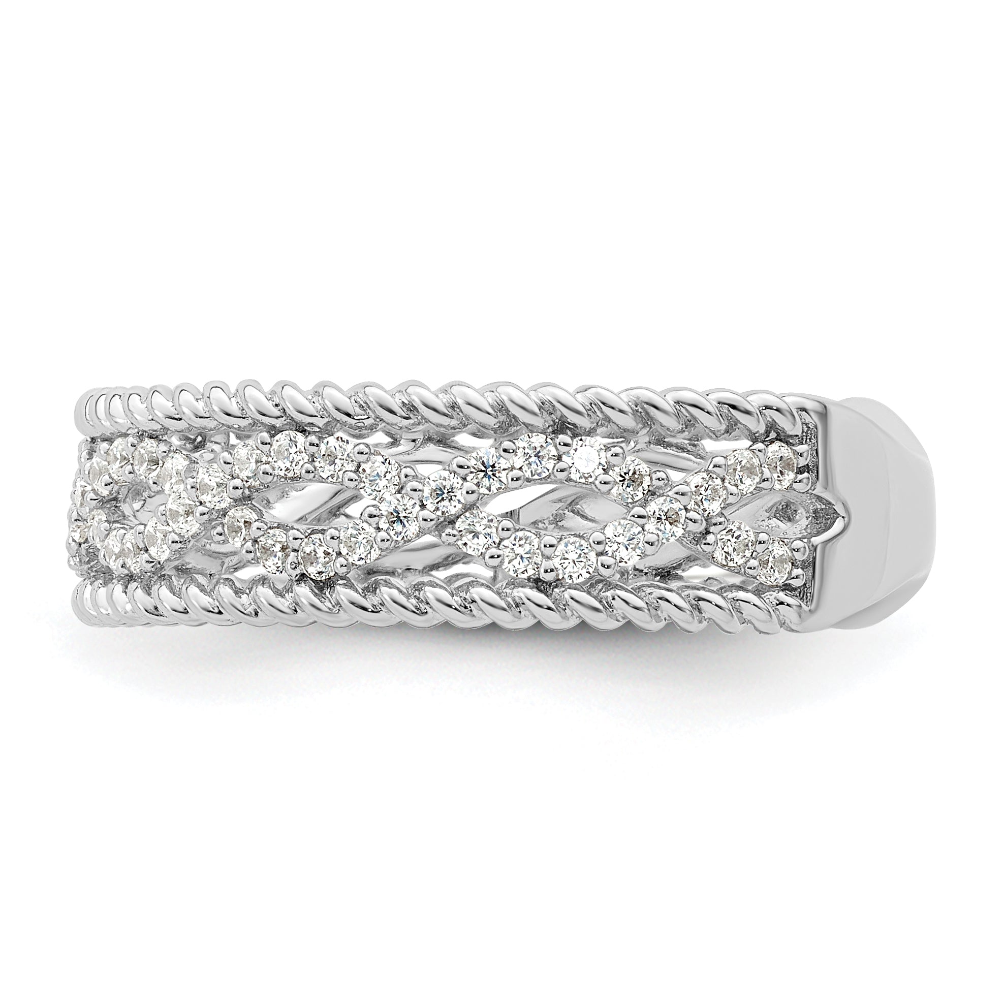 Sterling Silver Rhodium plated CZ Band