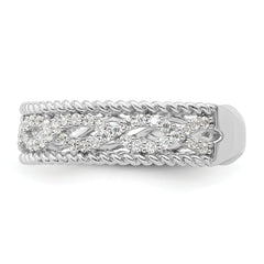 Sterling Silver Rhodium plated CZ Band