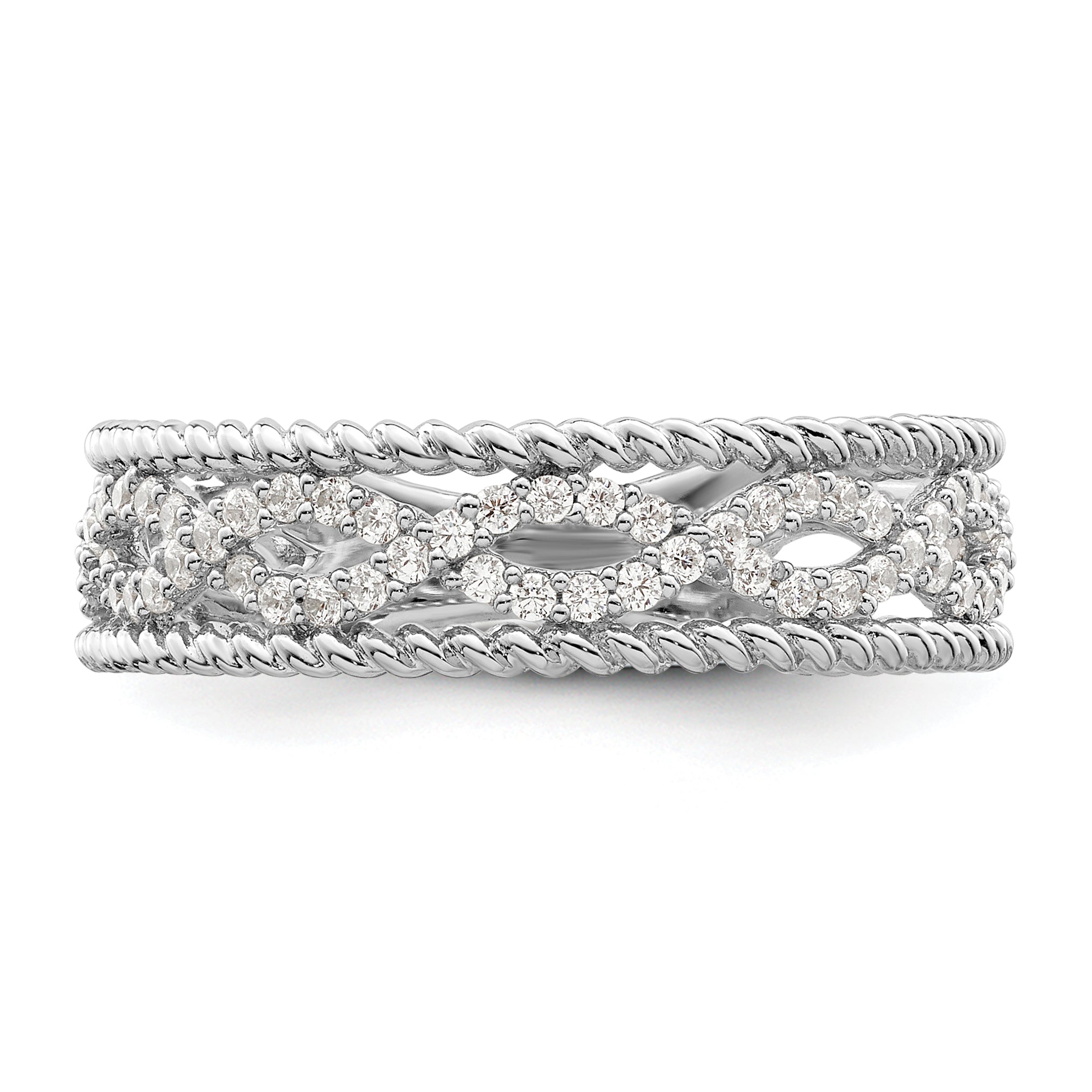 Sterling Silver Rhodium plated CZ Band