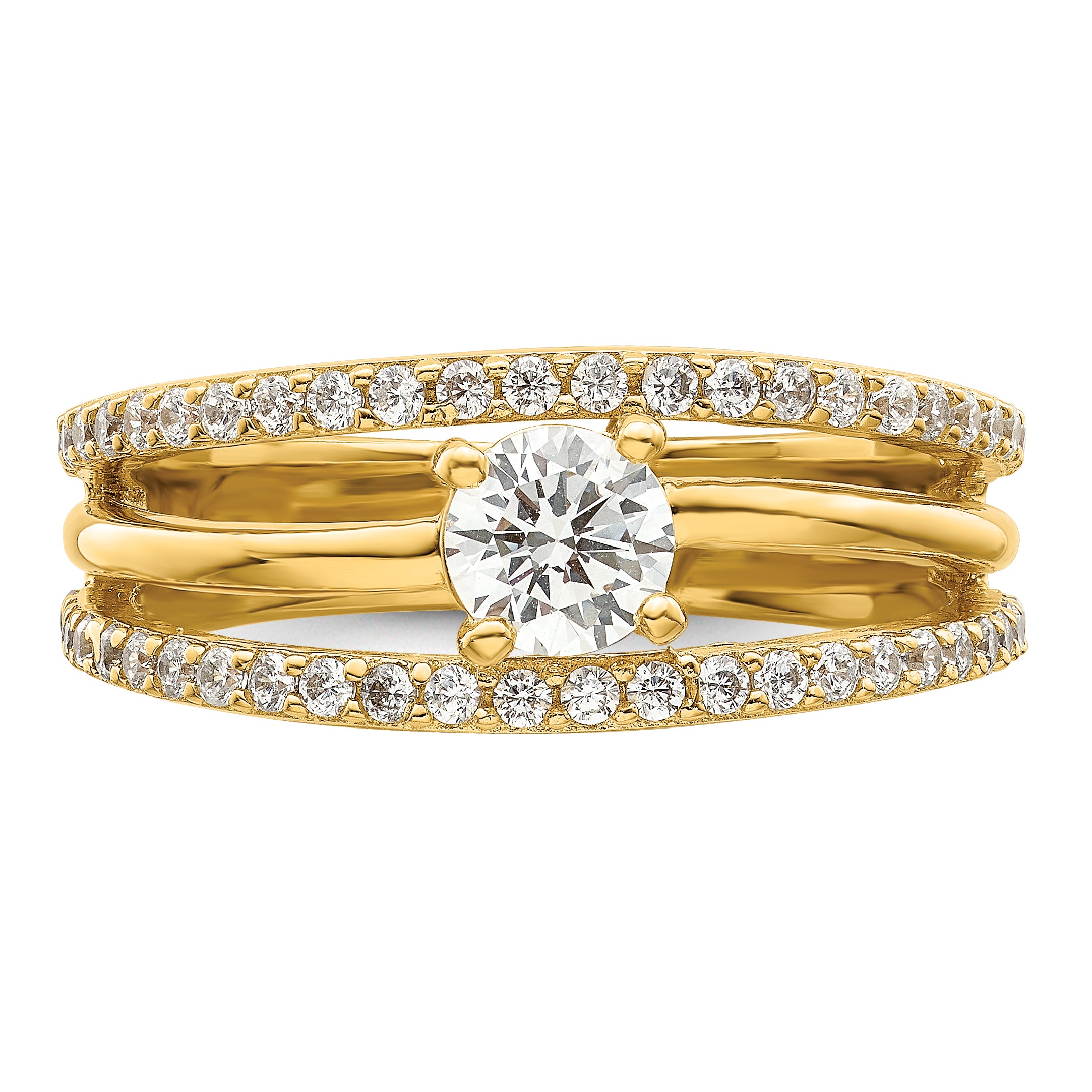 Sterling Silver Gold-plated CZ Ring