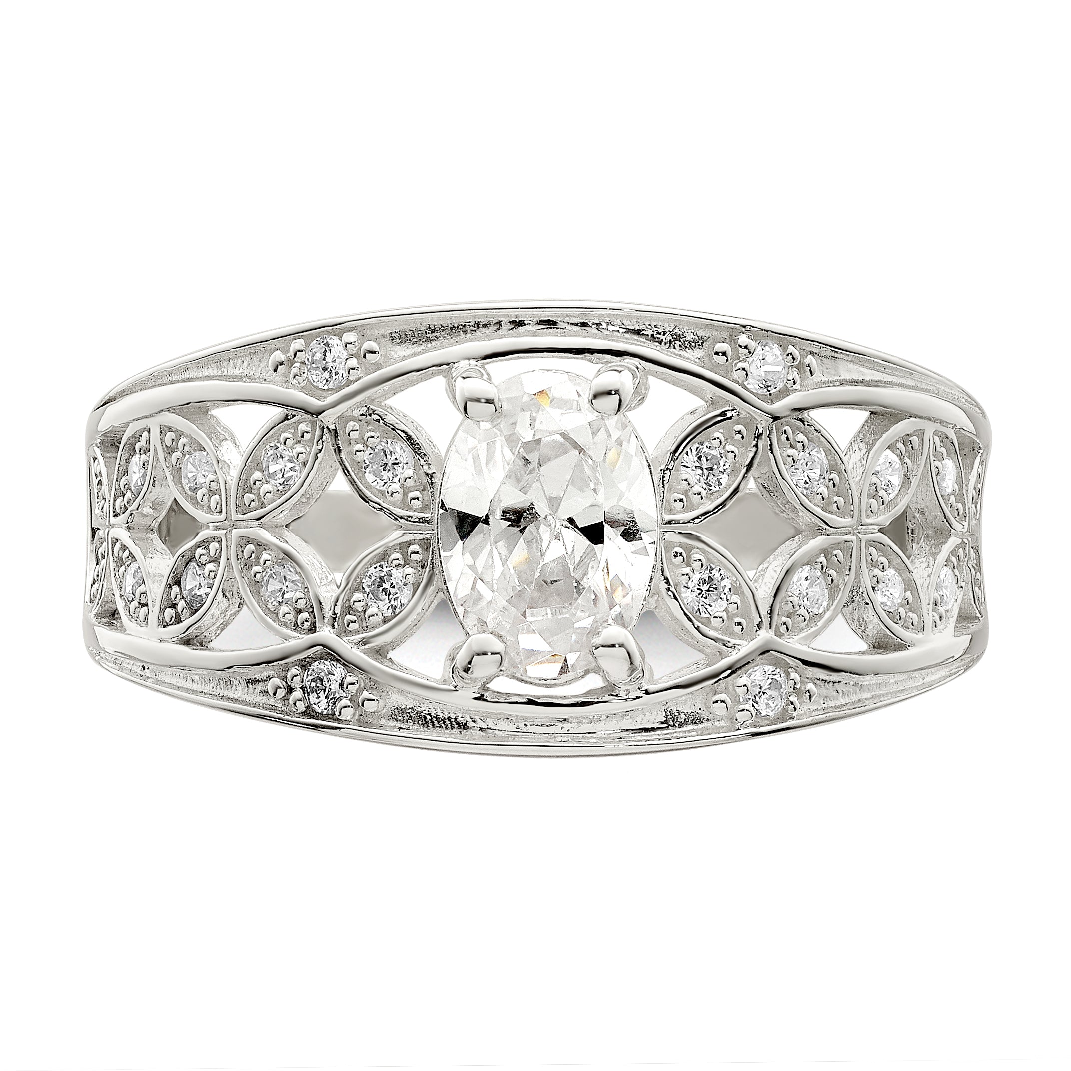 Sterling Silver CZ Flower Ring