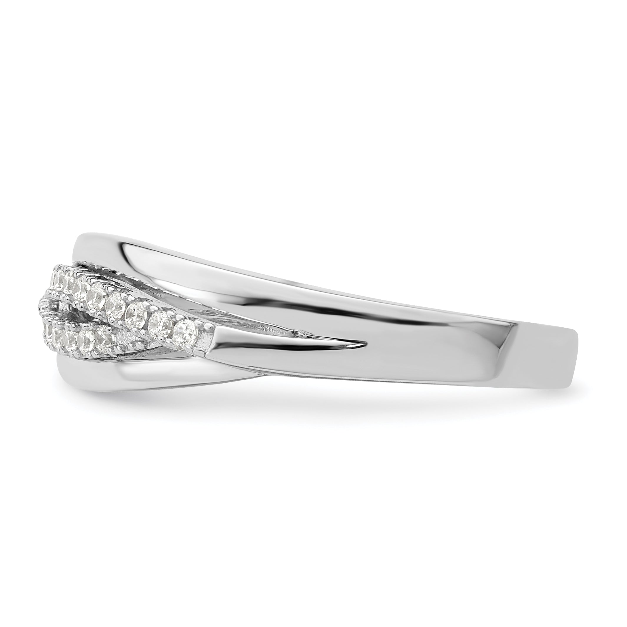 Sterling Silver Rhodium plated CZ Twisted Band