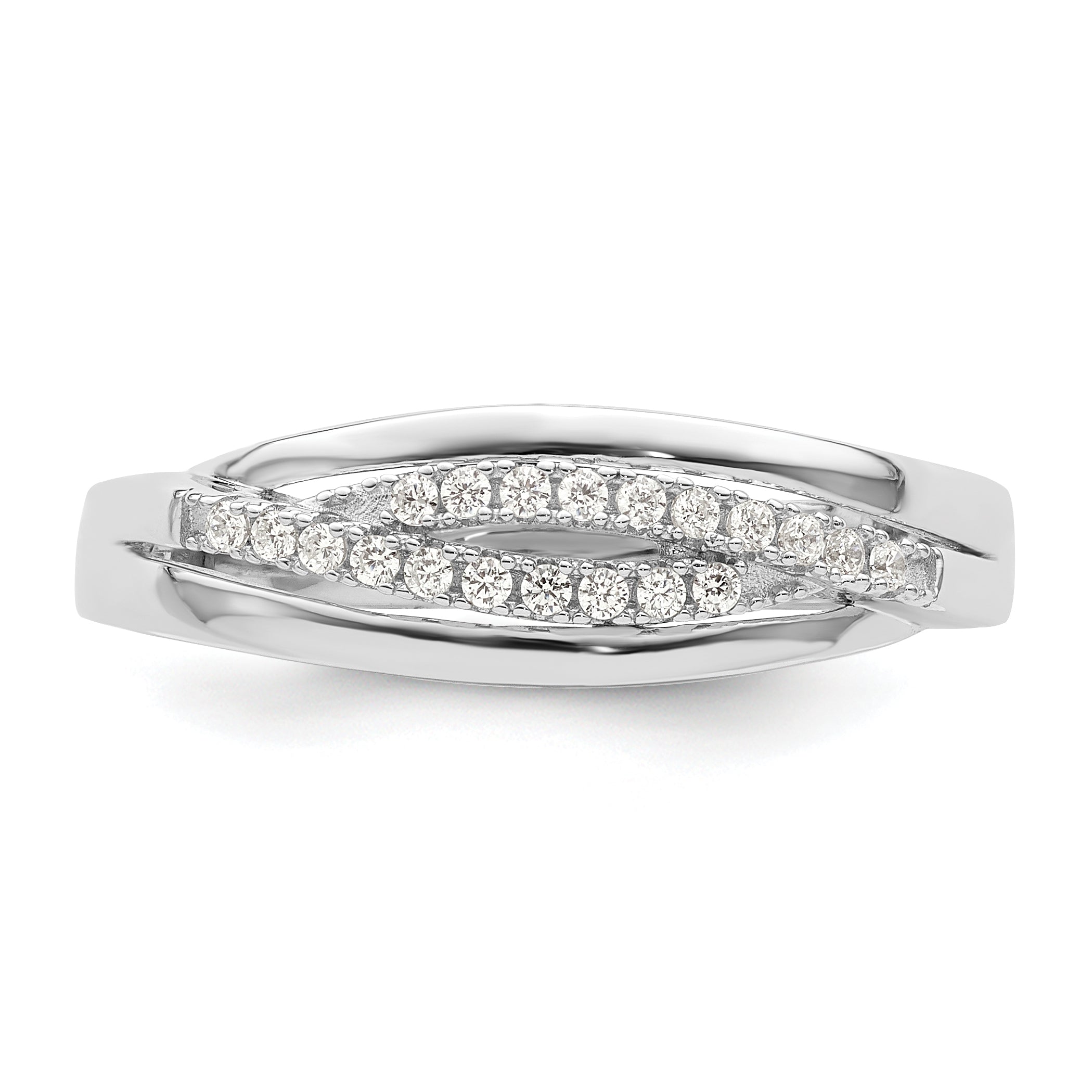 Sterling Silver Rhodium plated CZ Twisted Band