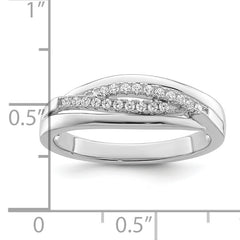 Sterling Silver Rhodium plated CZ Twisted Band