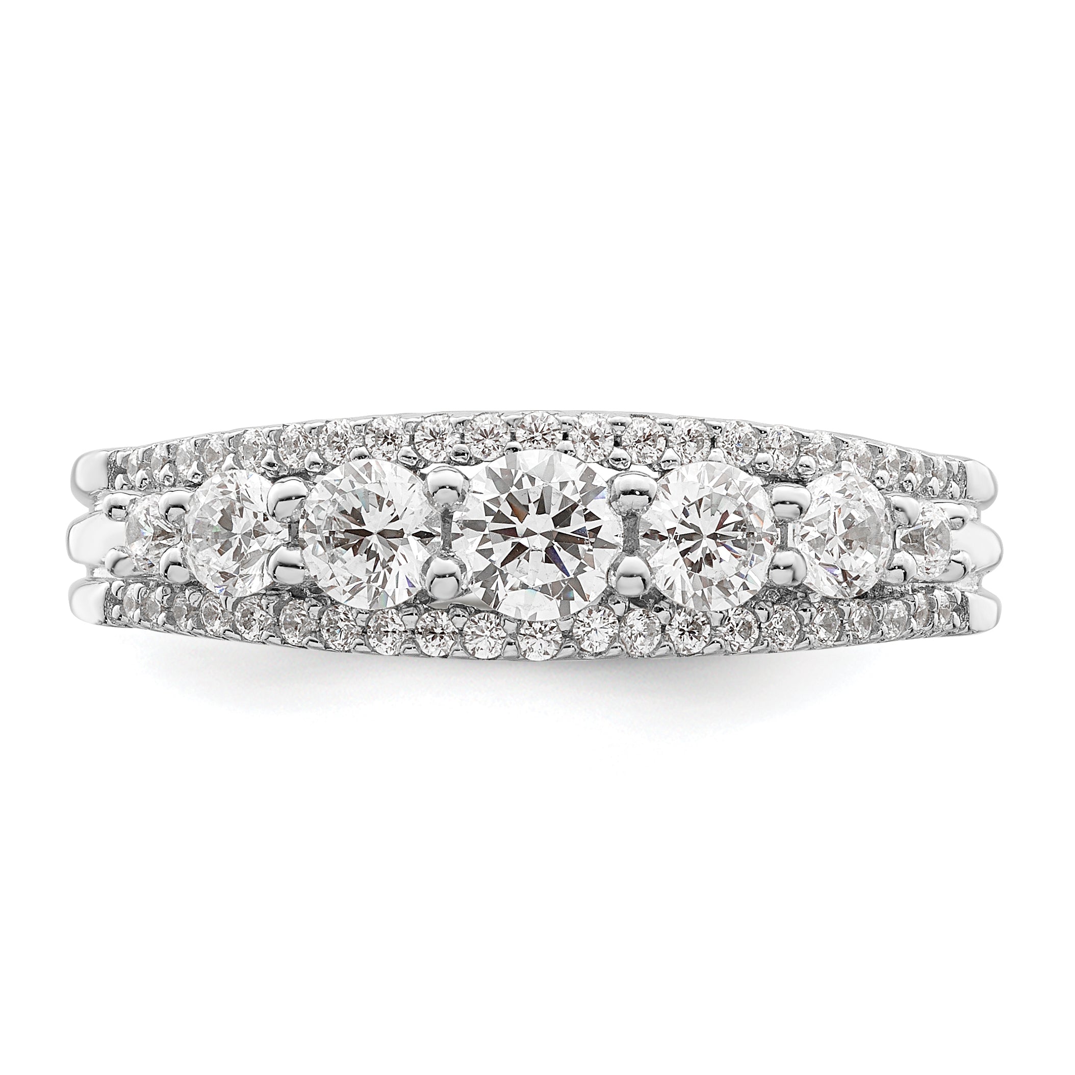 Sterling Silver Rhodium plated CZ Ring