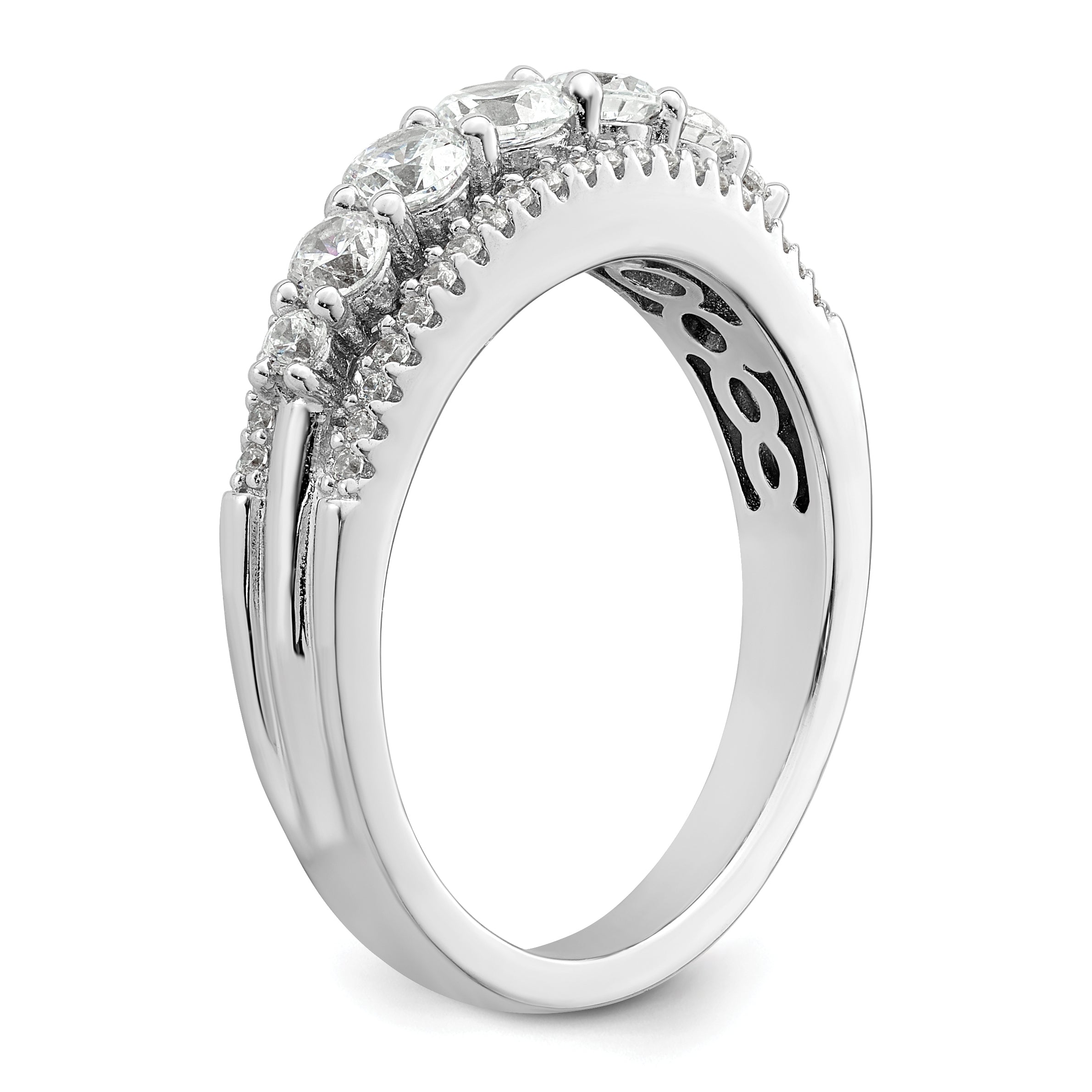 Sterling Silver Rhodium plated CZ Ring