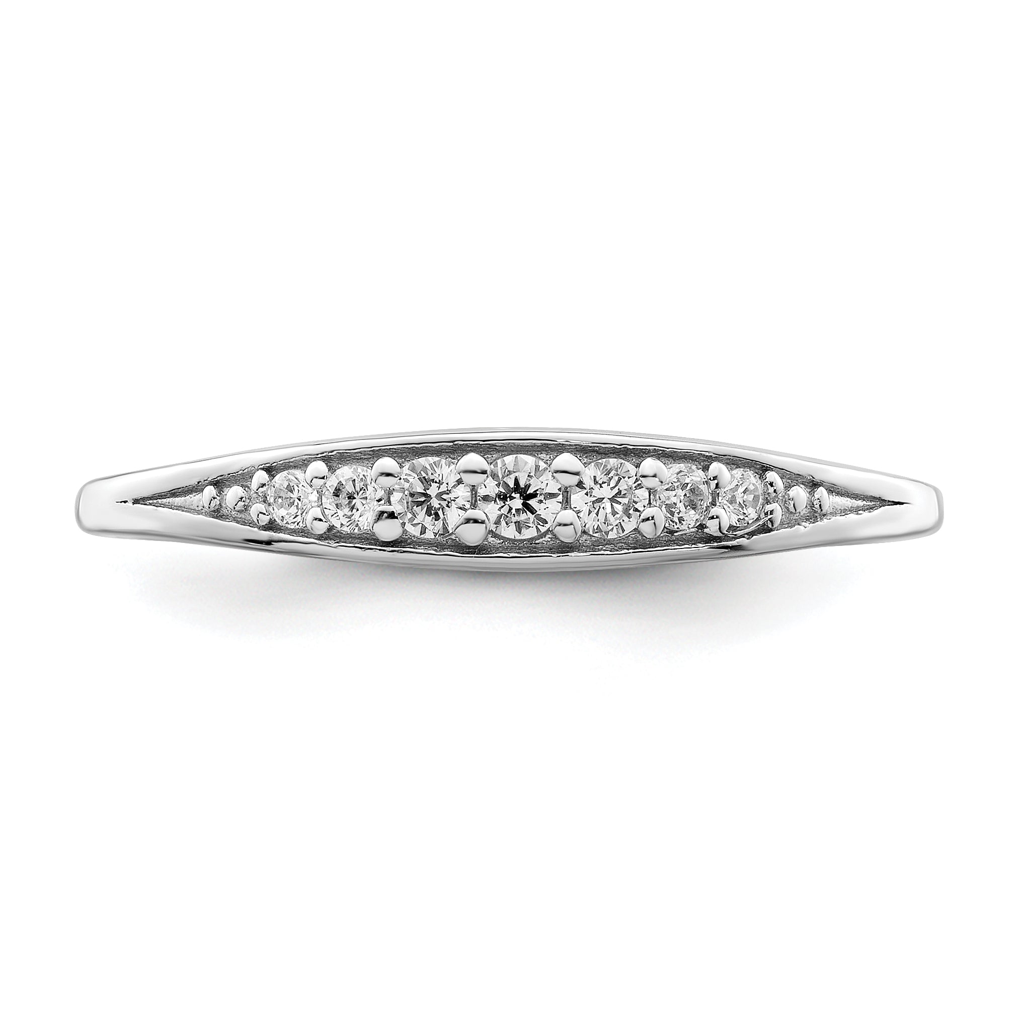 Sterling Silver Rhodium-plated Polished CZ Ring