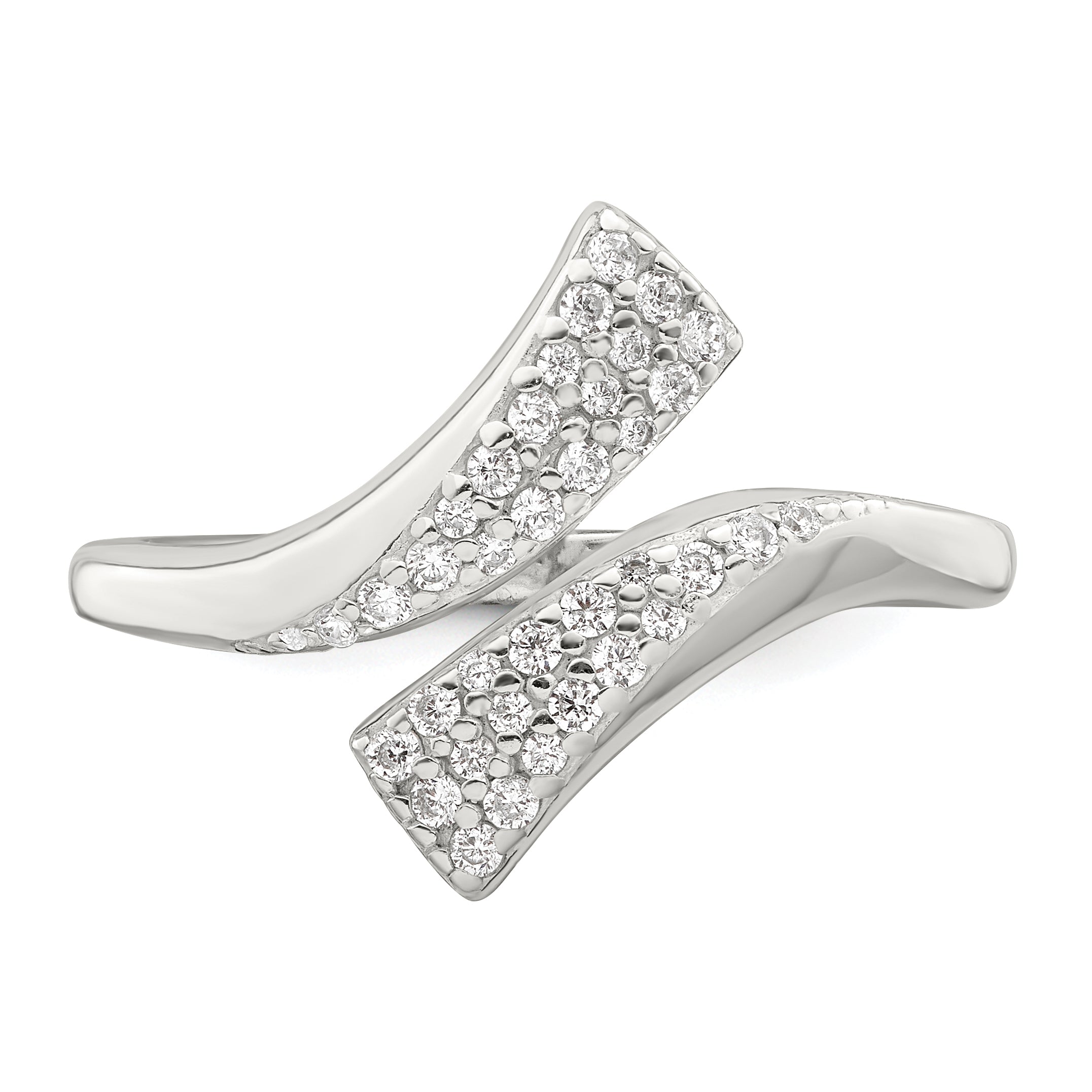 Sterling Silver Polished CZ Fancy Bypass Ring