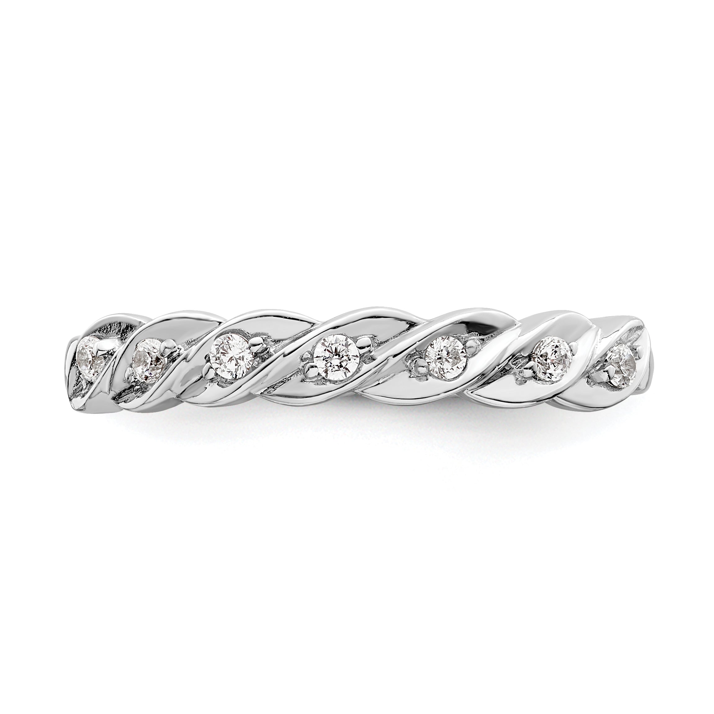 Sterling Silver RH Polished CZ Twisted Ring