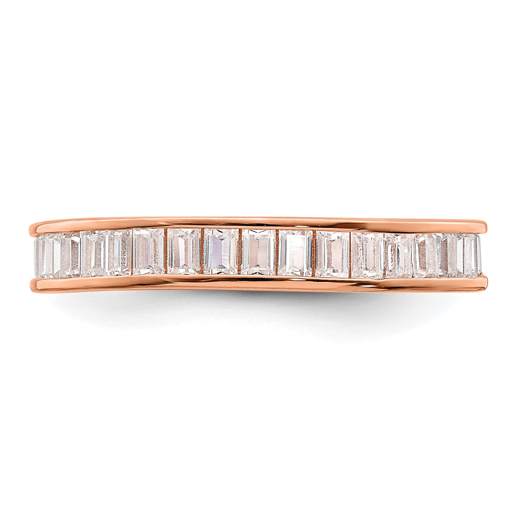 Sterling Silver Polished Rose-tone Channel Set CZ Band