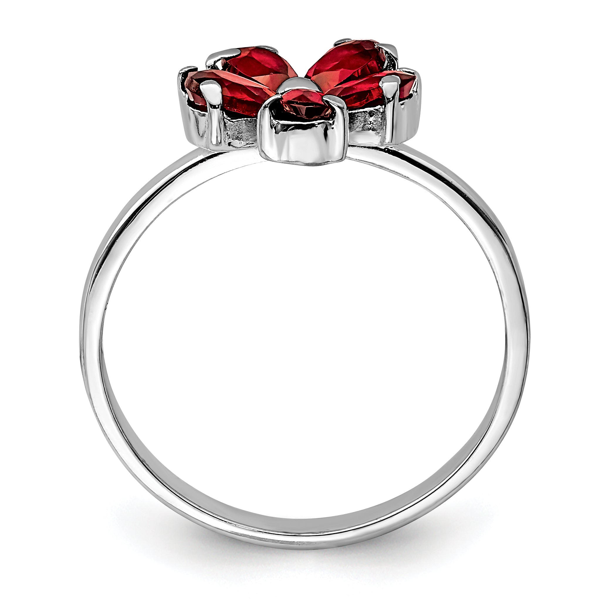 Sterling Silver Rhodium-plated Garnet Ring