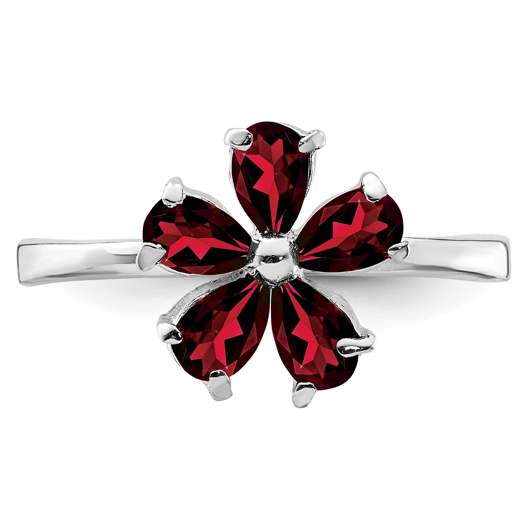 Sterling Silver Rhodium-plated Garnet Ring