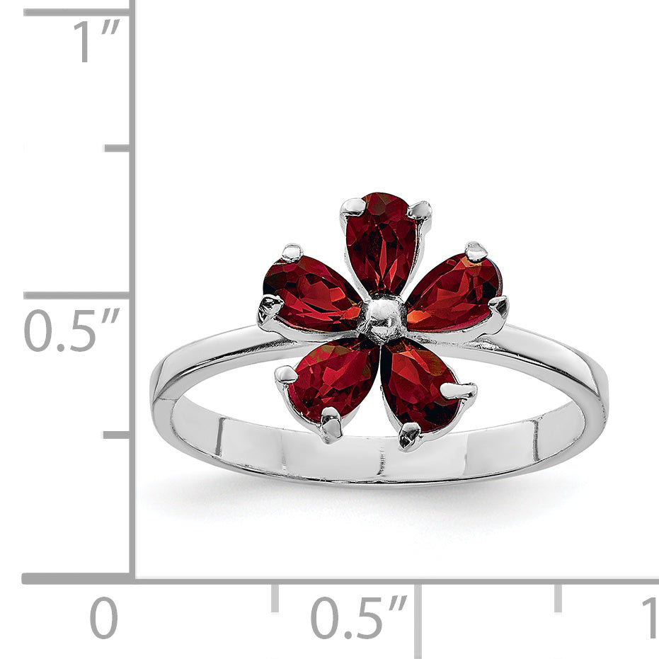 Sterling Silver Rhodium-plated Garnet Ring