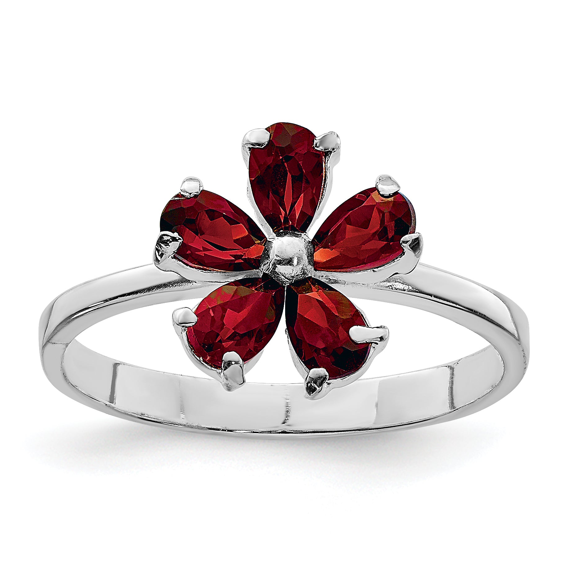 Sterling Silver Rhodium-plated Garnet Ring